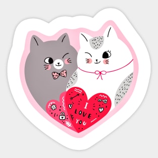 Cat Heart i love you Sticker